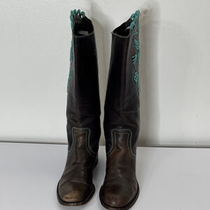 BcbgMaxazaria Dark Brown Leather Equestrian Cowboy Boots Size 9